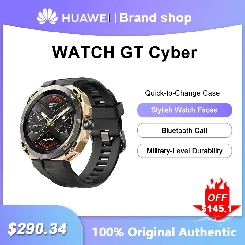 

Original HUAWEI WATCH GT Cyber SmartWatch Lntelligent Motion Bluetooth Call GPS Heart Rate Monitor Men Fitness Sports Bracelet
