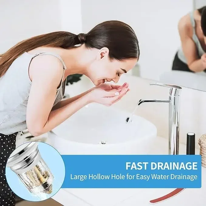 Rolha de drenagem da pia do banheiro-dreno popup com cesta de filtro de aço inoxidável substituição do coletor de cabelo para pias de 1.1-1.45 Polegada