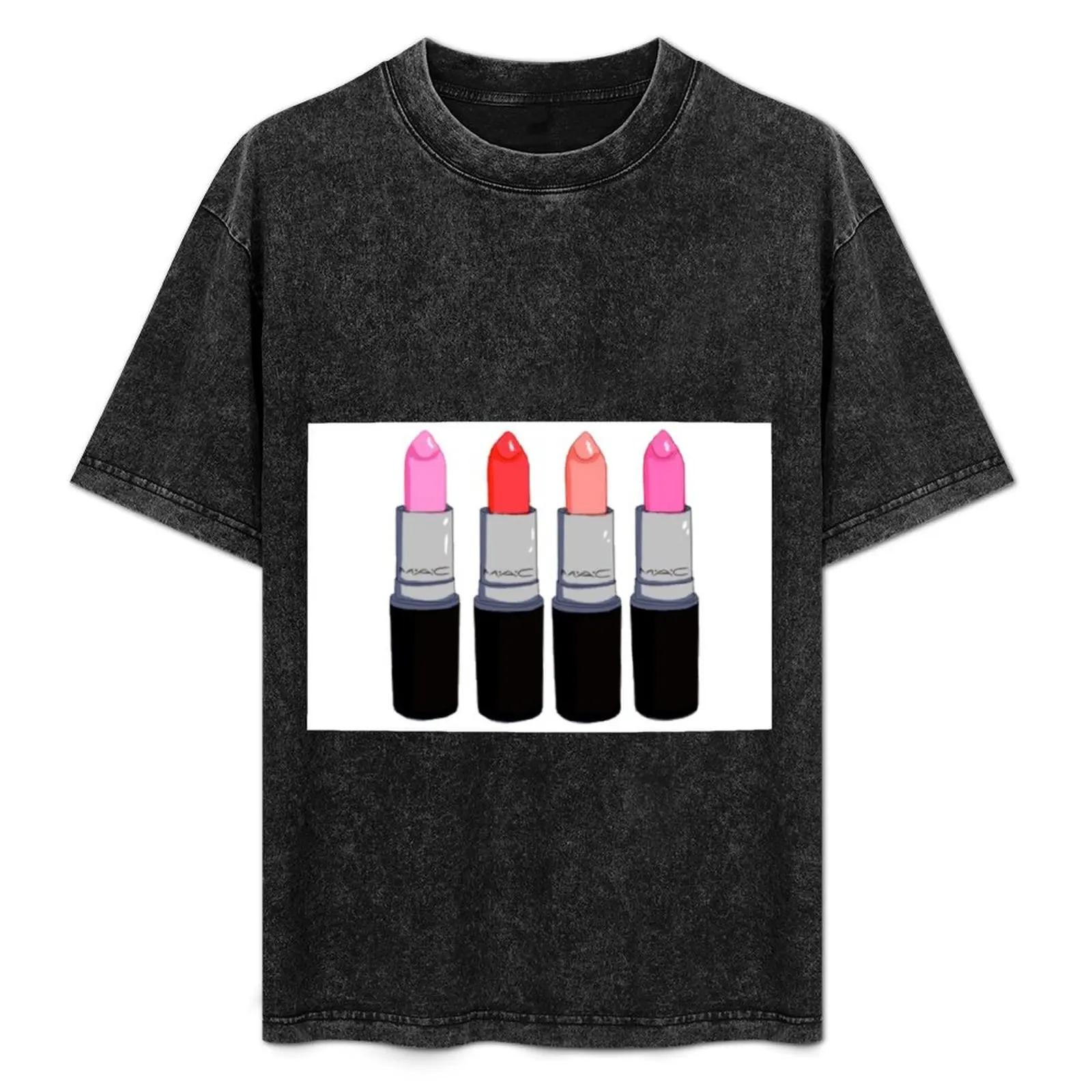 Mac Lipstick Sticker T-Shirt plain summer clothes t shirt for men