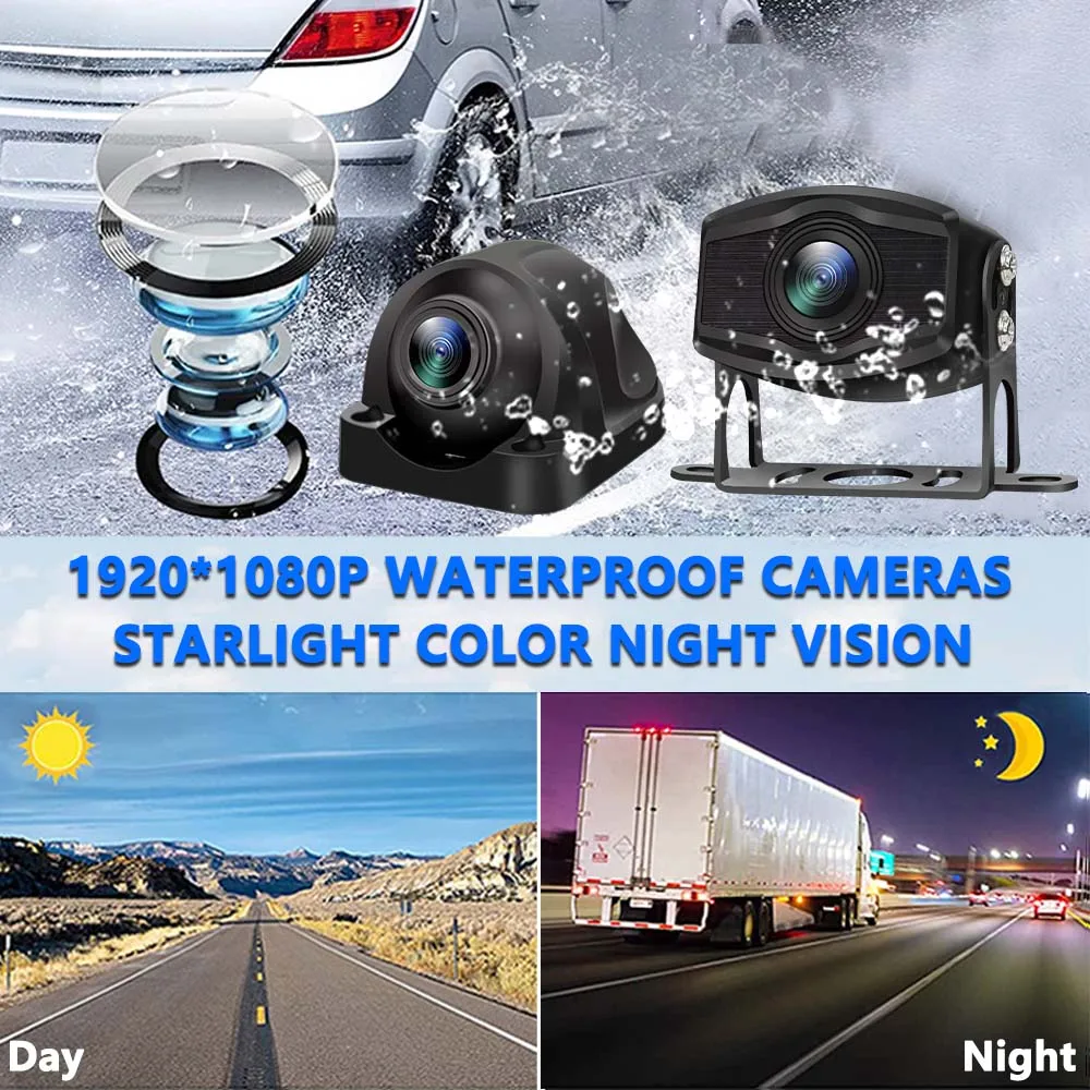 4 canais 10.1 Polegada caminhão ônibus veículo dvr mp5 com 4 pçs ahd 1080p câmera de vigilância vídeo estacionamento gravador monitor sistema kit