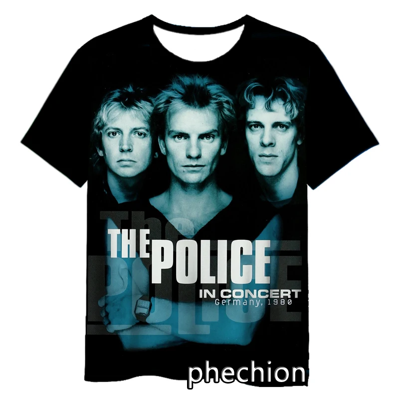 phechion New Fashion Men/Women The Police Rock 3D Print Short Sleeve T-Shirt Casual Hip Hop Summer T Shirt Tops S251