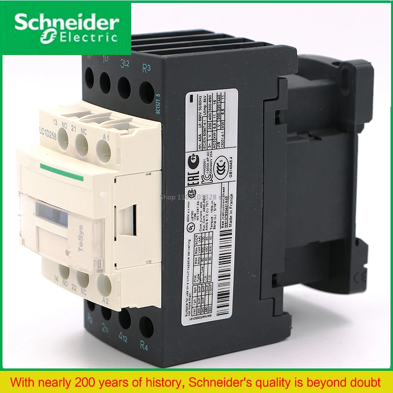 Контактор Schneider Electric LC1D258M7 4P 40A 220 В переменного тока, катушка 2НО + 2NC, крепление на DIN-рейку для промышленного оборудования Контактор Schneider Electric LC1D258M7 4P 40A 220 В переменного тока, катушка 2НО + 2NC, крепление на DIN-рейку для промышленного оборудования