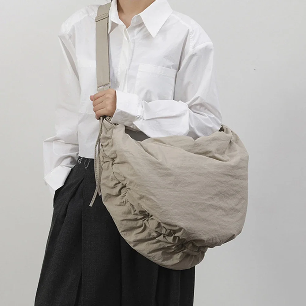 

Сумка-хобо Half Moon, большая вместительная сумка на плечо, нейлоновые сумки через плечо с рюшами для женщин, дизайнерские сумки, сумка-круассан, облачная сумка