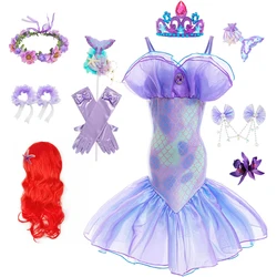 Ariel Dress Mermaid Fantasy Costume Girls Birthday Carnival Party Princess Vestidos Kids Cosplay Halloween Charm Gown
