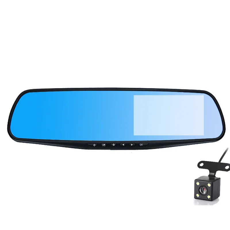 4.3'' 1080P Car Rearview Mirror DVR Dash Cam Dual Lens Front and Rear Cam Driving Video Loop Recorder Motion Detection G-Sensor