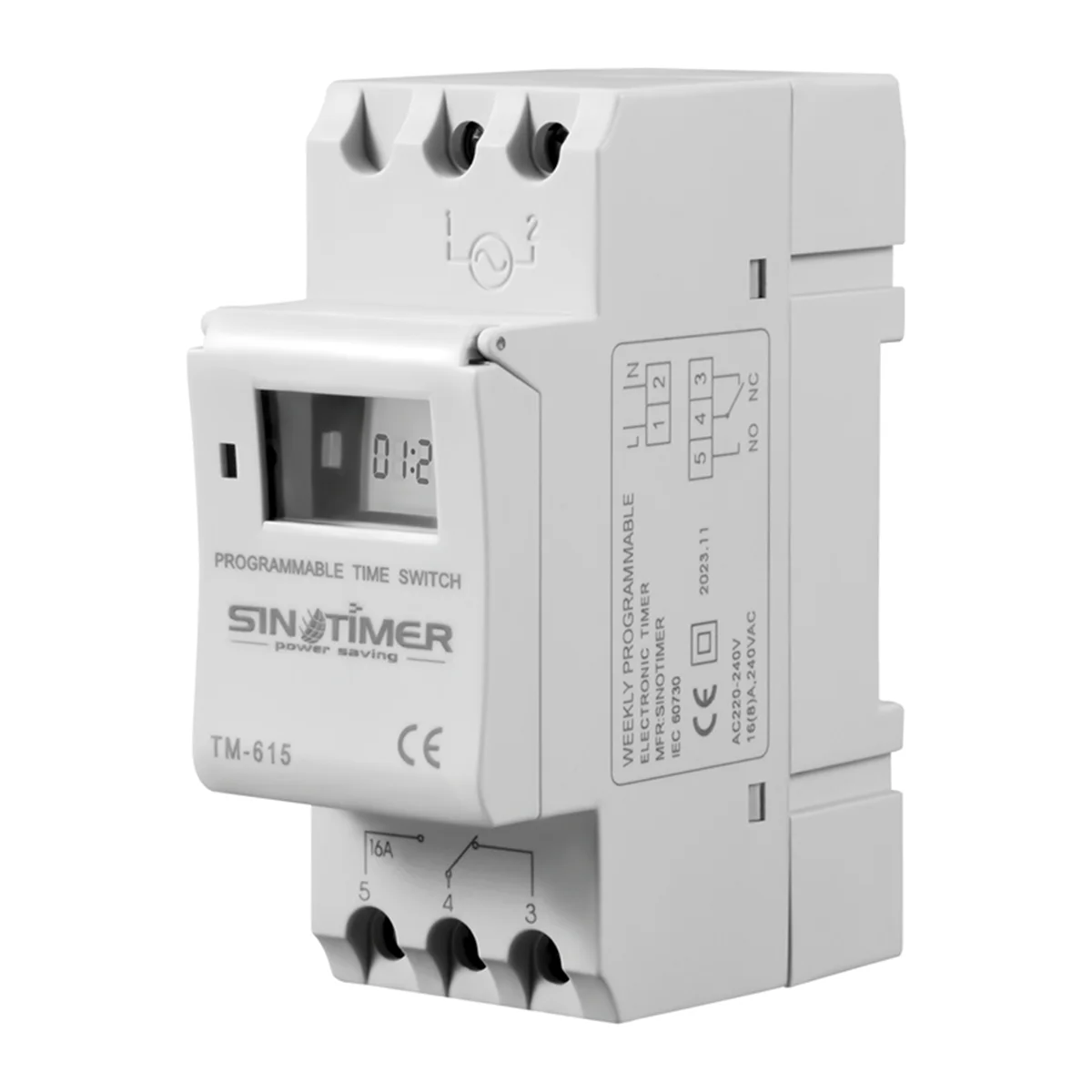 SINOTIMER Electronic Timer, TM615-2 Timer Switch 7 Days 24 Hours Programmable LCD Time Relay-220V