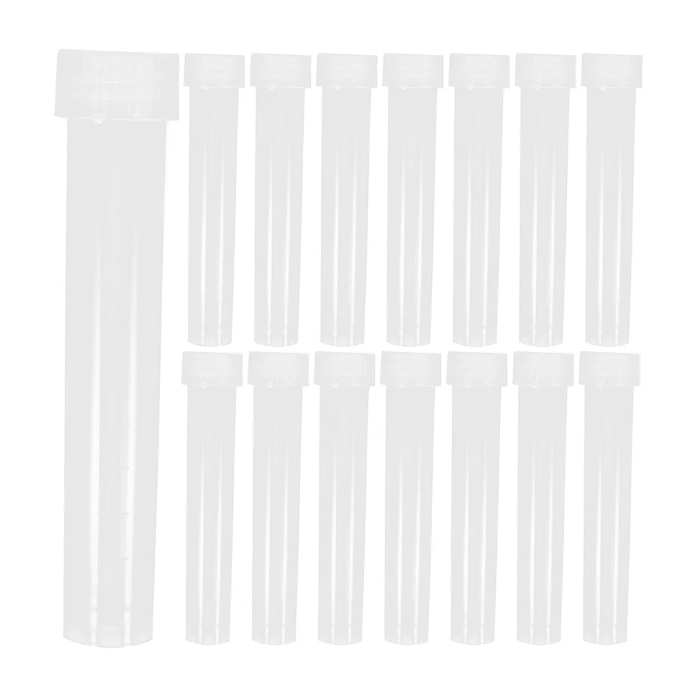 

20Pcs Transparent Test Tubes Plastic Containers for Scientific Experiments Sampling Storage Plants Plastic Vials with Caps