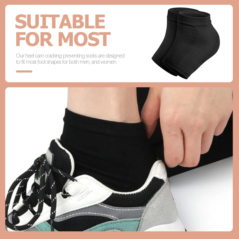 

2 Pairs Foot Protector Socks Padded Heel Anti-crack Reusable Essential Oil Compression
