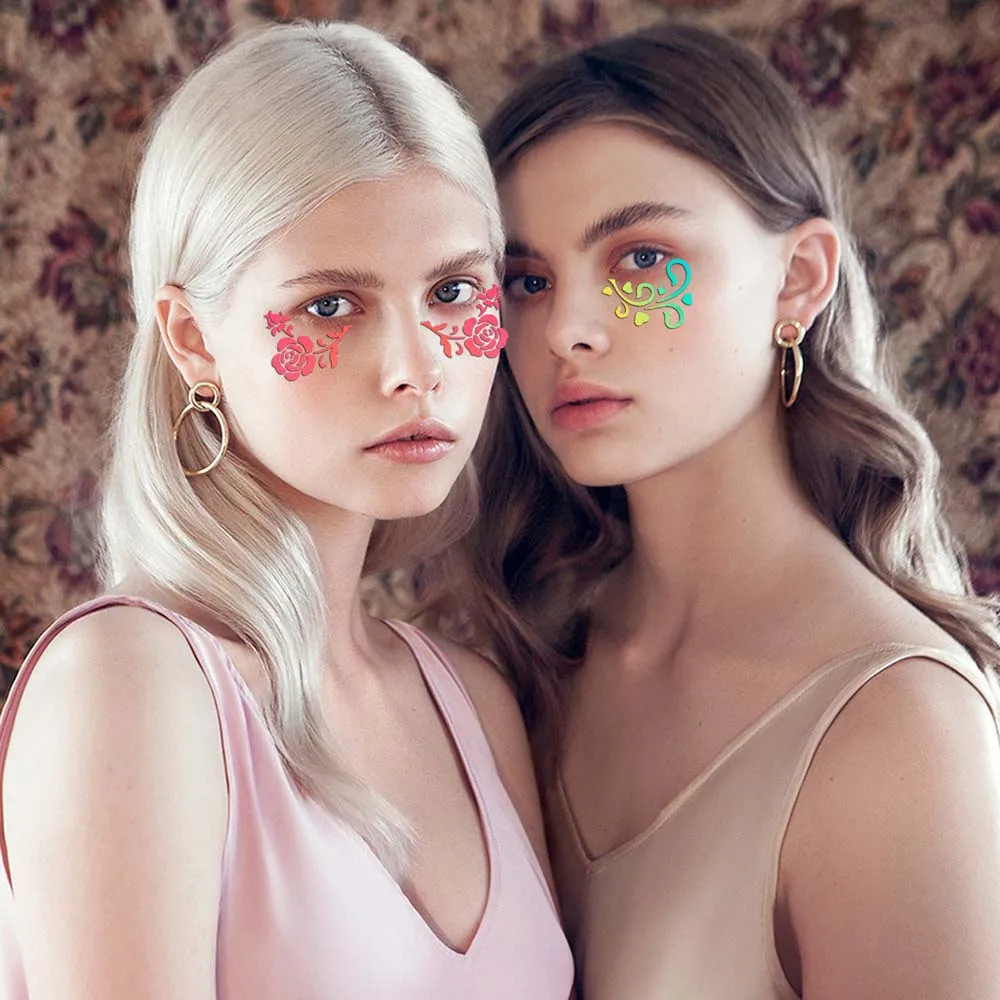 Herbruikbare gezichtsverfsjablonen Meerdere patronen uitgeholde body art verf stencils bloemen bladeren decoratieve doe-het-zelf make-up tools