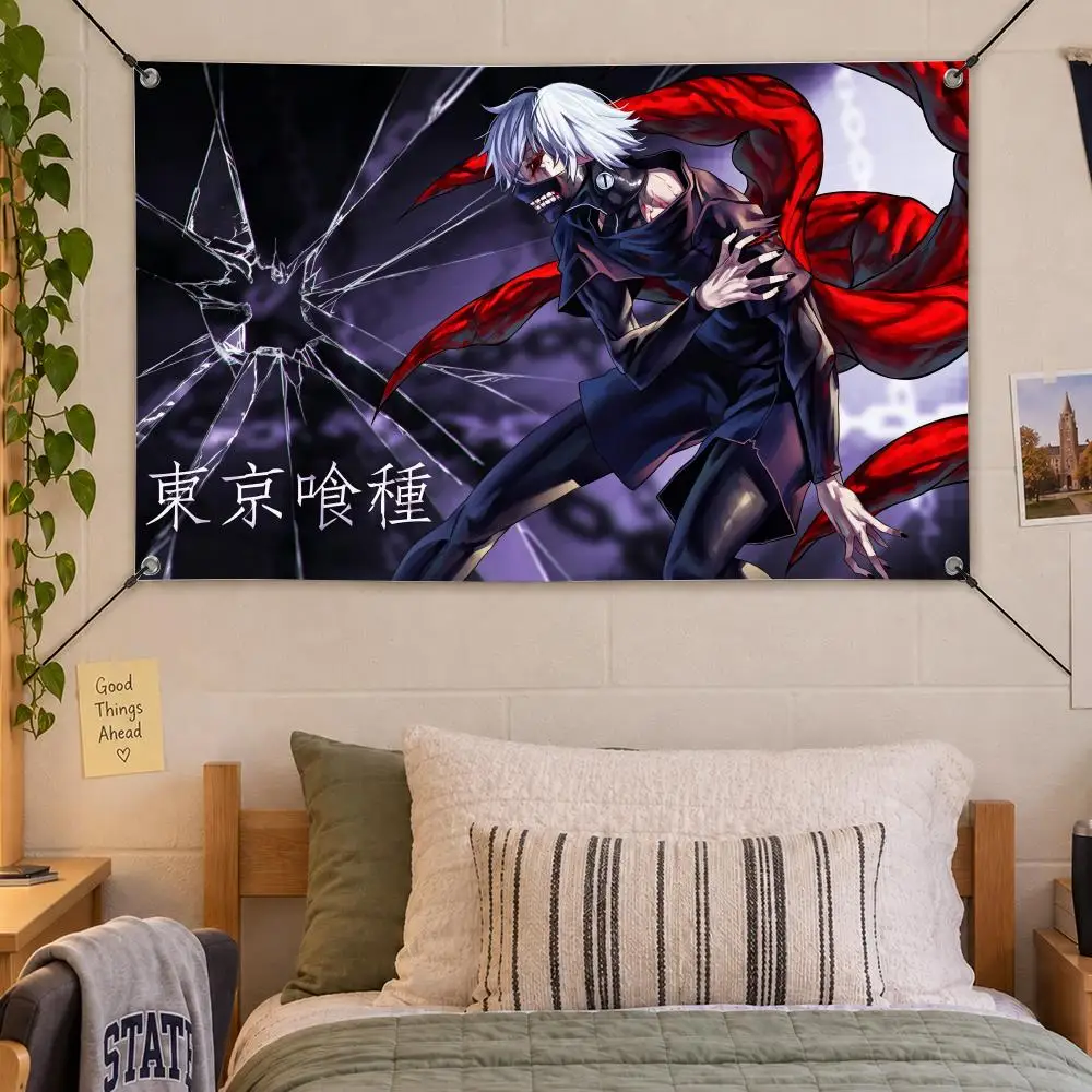 Anime Dark Fantasy Tokyo Ghoul Flags Decorative Flag Banner Indoor Bedroom Dorm Gaming Room Wall Party Club Decor Fan Gift