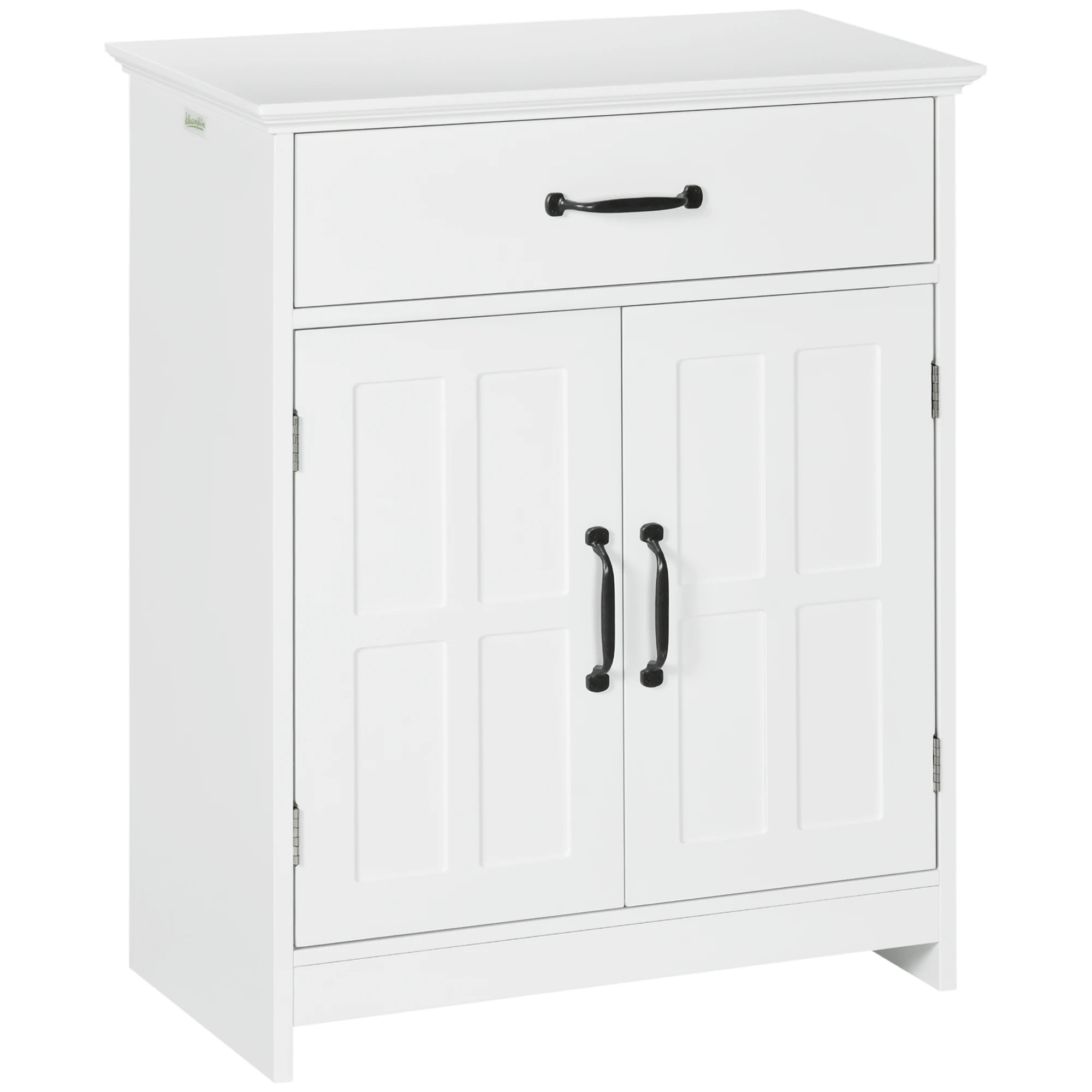 Kleankin Freestanding Bathroom Cabinet, Farmhouse Small Storage Cabinet with Storage Drawer, 2 Doors, Narrow Floor Cabinet, White