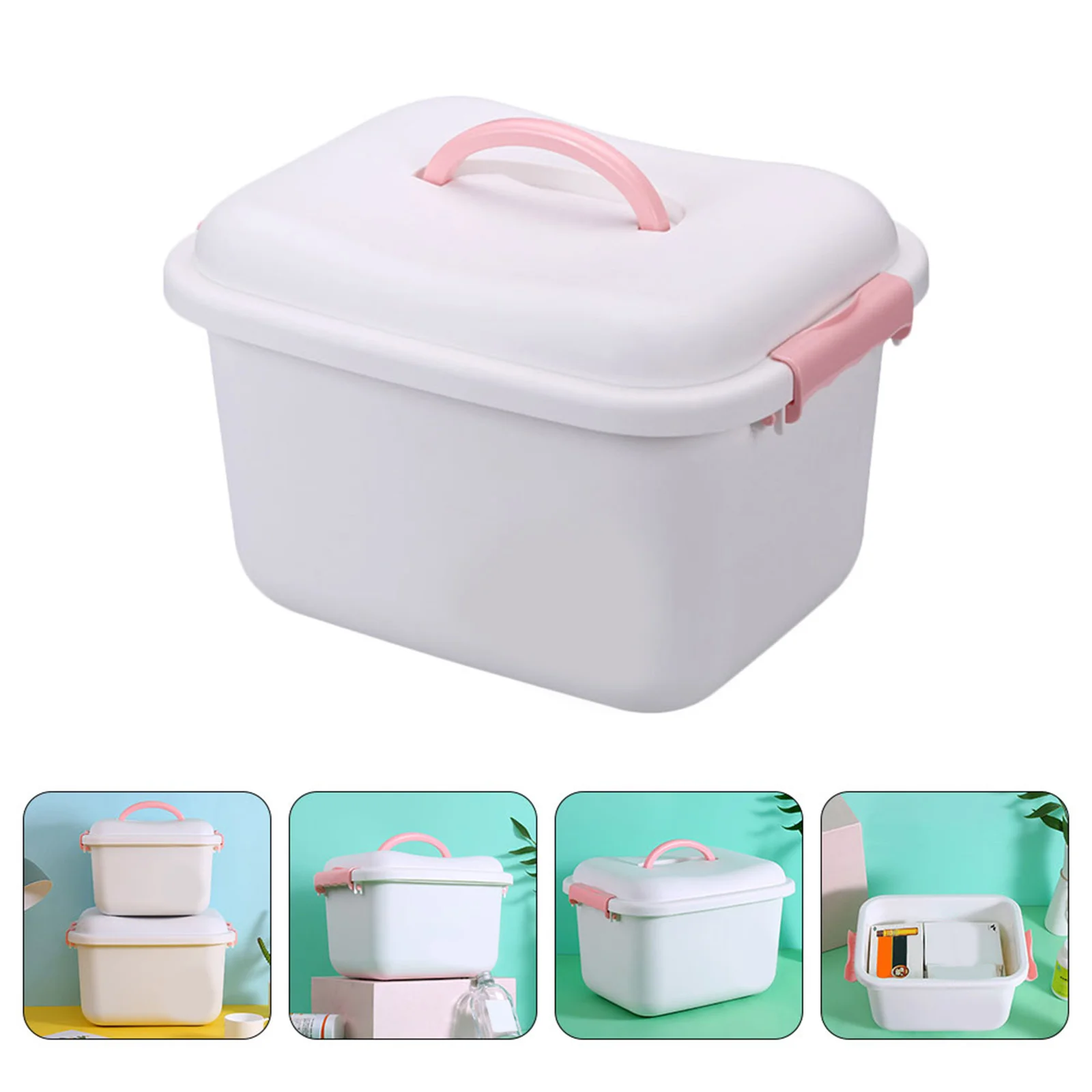 صندوق دواء متعدد الطبقات، حقيبة إسعافات أولية محمولة باللون الأبيض للمنزل والسفر في الهواء الطلق، تنظيم أدوات الأدوية وتخزين الإسعافات الأولية #1