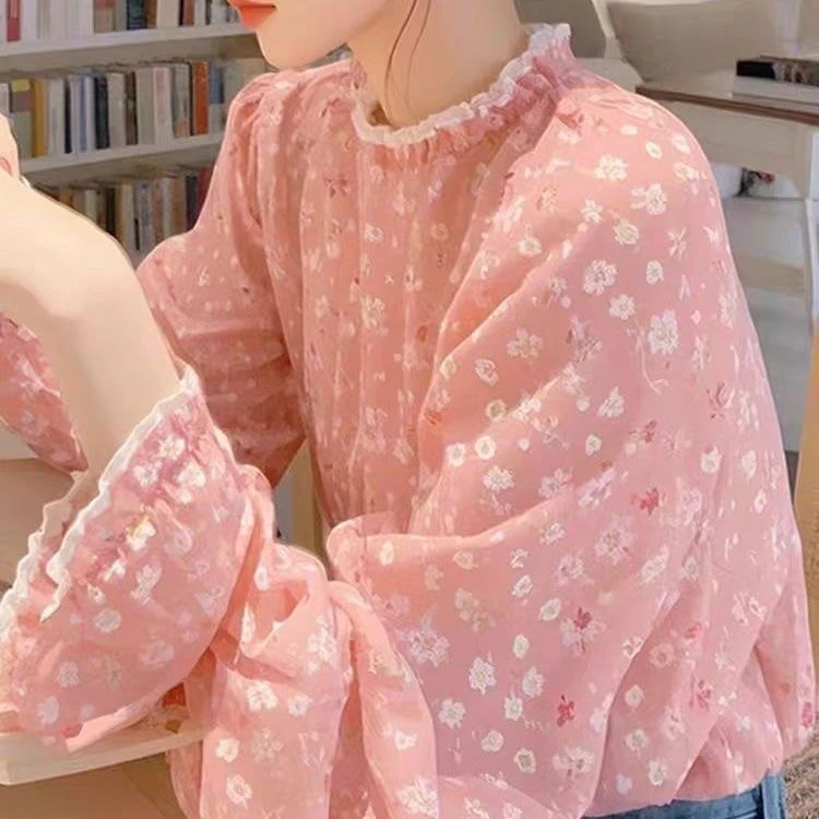 Imprimé floral jaune irt Femme Printemps Faion Earlet Top Beautiful New Sle 2025 Ele Small irt Casual Trajet...
