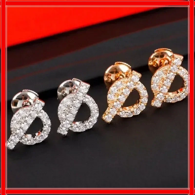

Pig nose small Q full diamond earrings high quality exquisite light luxury unique design