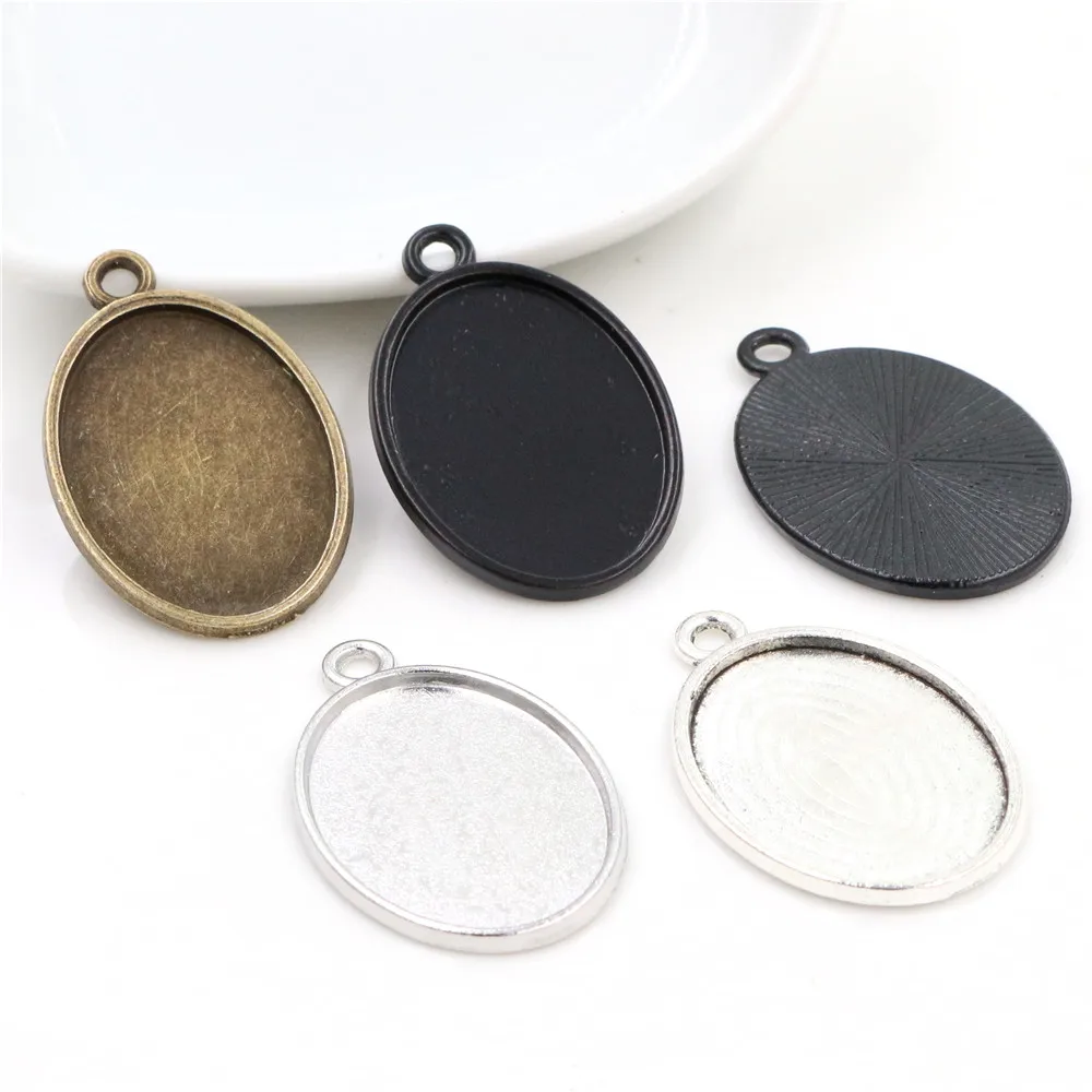 10pcs/Lot 18x25mm Inner Size 5 Colors Plated One Sided Single Hanging Simple Style Cameo Base Setting Charms Pendant Tray