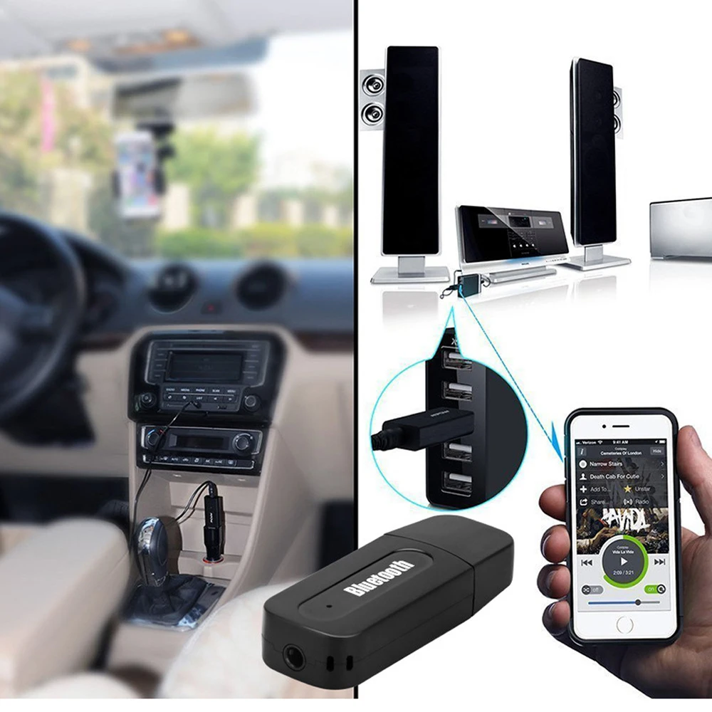 USB Bluetooth Receiver Speaker Connector Music Audio Wireless Adapter for 3.5mm AUX Jack for USB Dongle Car Android Mobile Phone