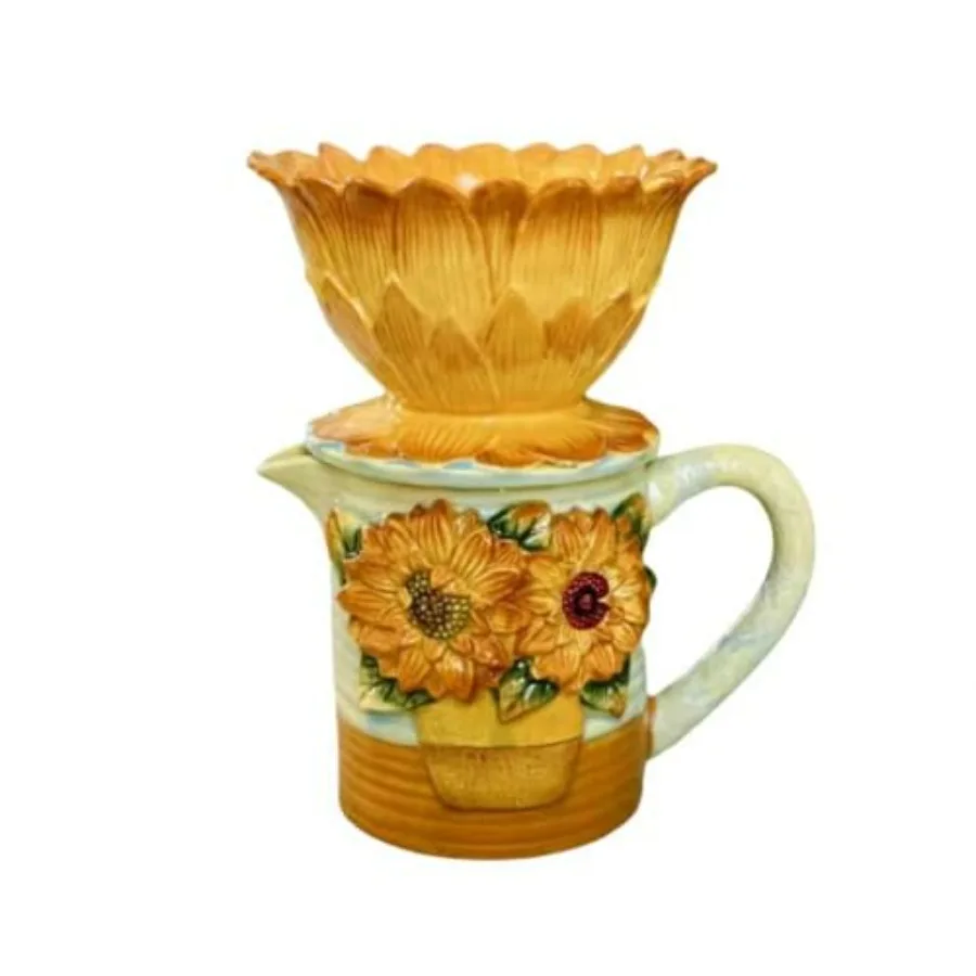 

Керамическая ручная роспись желтого подсолнечника, капельница для кофе и набор кофейников, ручная пивоварка для домашней кухни, Lightw