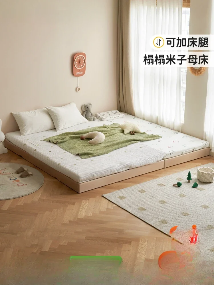 

Children's solid wood bed Floor-to-ceiling tatami mother-child bed Splicing Montessori floor