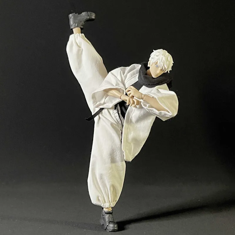Jujutsu Kaisen Gojo Satoru Kleidungsset im Maßstab 1:12, weißer Mantel, Laternenhose mit Schal für 6-Zoll-Actionfiguren-Körpermodell – Detail 14