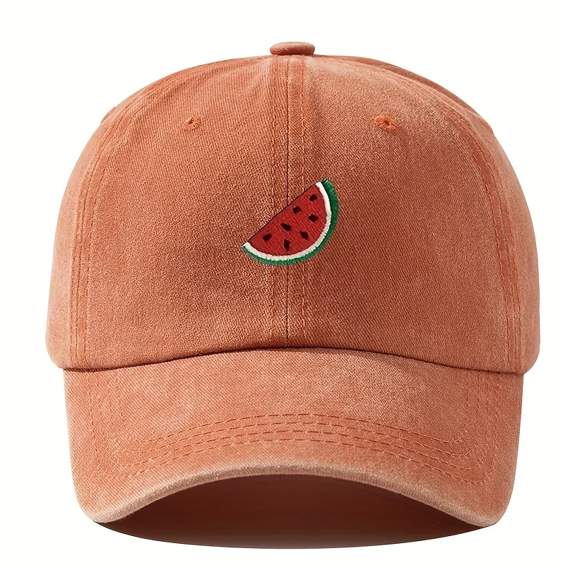 Four season baseball cap with watermelon print pattern for both men and women, adjustable duckbill cap for outdoor hiking view 4