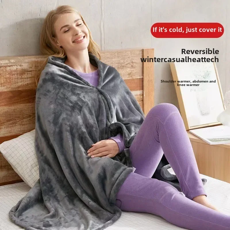 Electric Blanket Mink Velvet Wearable USB Heating Blanket Multifunctional Timer Function Heated Shawl Home Office Knee Warmer