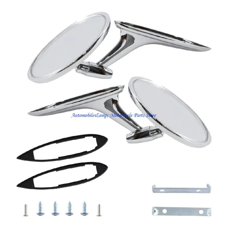 

H7BD Round Rearview Mirror With Wide View For Safety Metal Construction Retro 654394765672