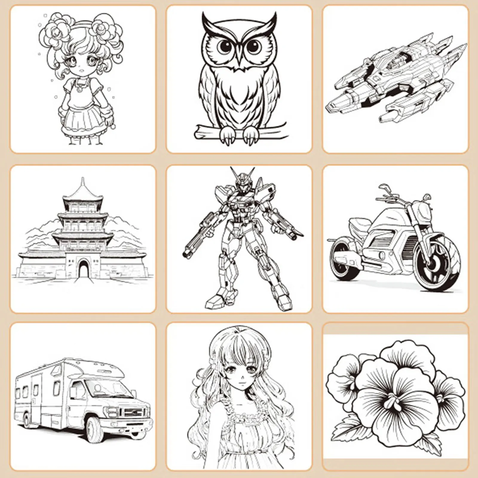 كتاب رسم فني لشخصية الرسوم المتحركة: كتاب تمرينات بسيط للرسم اليدوي للمبتدئين - 48 صفحة من أنماط الخطوط العريضة