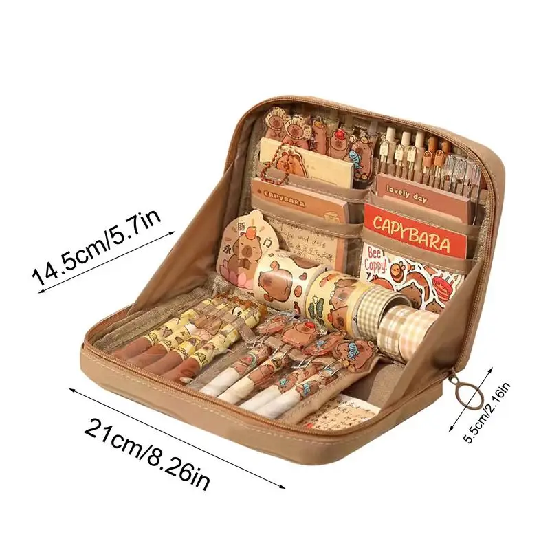 Capybara Bleistiftbeutel Cartoon Tier Student Stiftetui Großer Schreibwaren-Organizer Offenes breites Fach Stift Bo\'x für die Schule