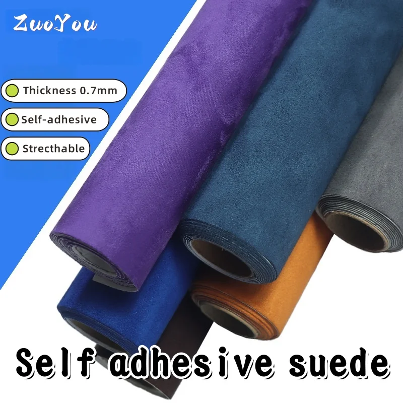 Car Interior Modification Suede Leather Fabric Adhesive Back Self-Adhesive Suede Wrap for Auto Door Panel Workbench Renovation
