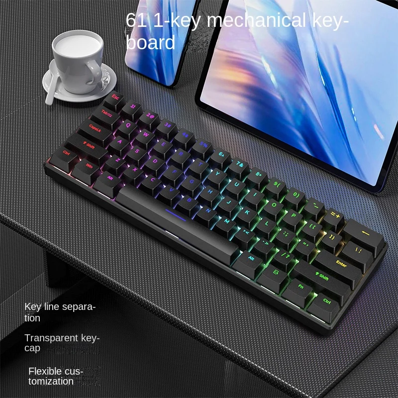 Mechanická klávesnice hráč keyboards mini USB 61-key počítač 60% souprava aktualizovat drátová ergonomická semi mechanická bílá teclado pc