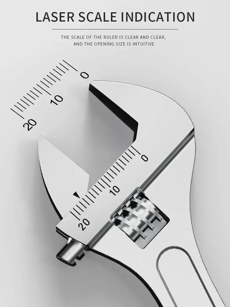 RAYENR Verstellbarer Schraubenschlüssel, großer Öffnung, langer Griff, Universalschlüssel, Kohlenstoffstahl, mechanische Werkstatt-Handreparaturwerkzeuge – Detail 1