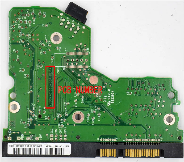 Placa de circuito ocidental do disco rígido de digitas: 2060-701335-007 rev a, 2060 701335 007, 2061-701335-s0/80gb