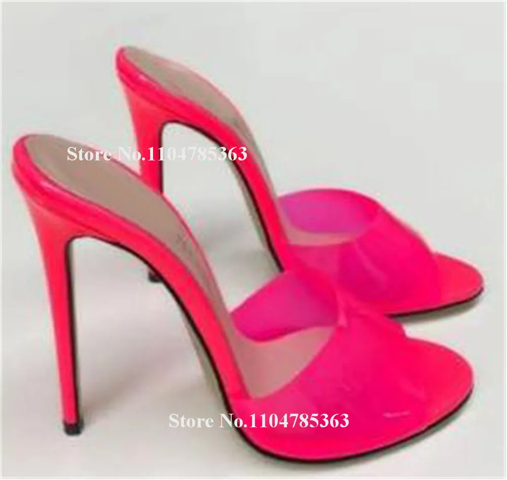 

Сексуальные тапочки ярких цветов из ПВХ на шпильке с открытым носком, розовые, оранжево-желтые прозрачные босоножки на тонком каблуке, повседневные туфли на высоком каблуке