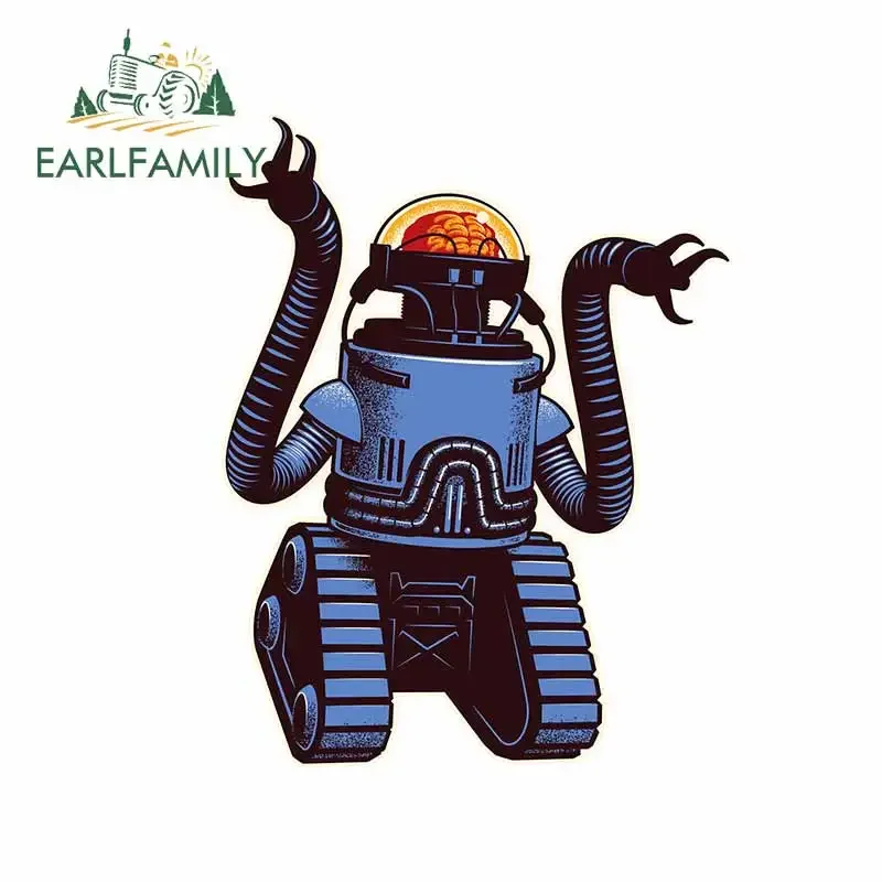 EARLFAMILY 13cm x 10.3cm Transparent Brain of Robots Car Stickers Retro Mechanical Pattern Decal Waterproof Helmet Accessories