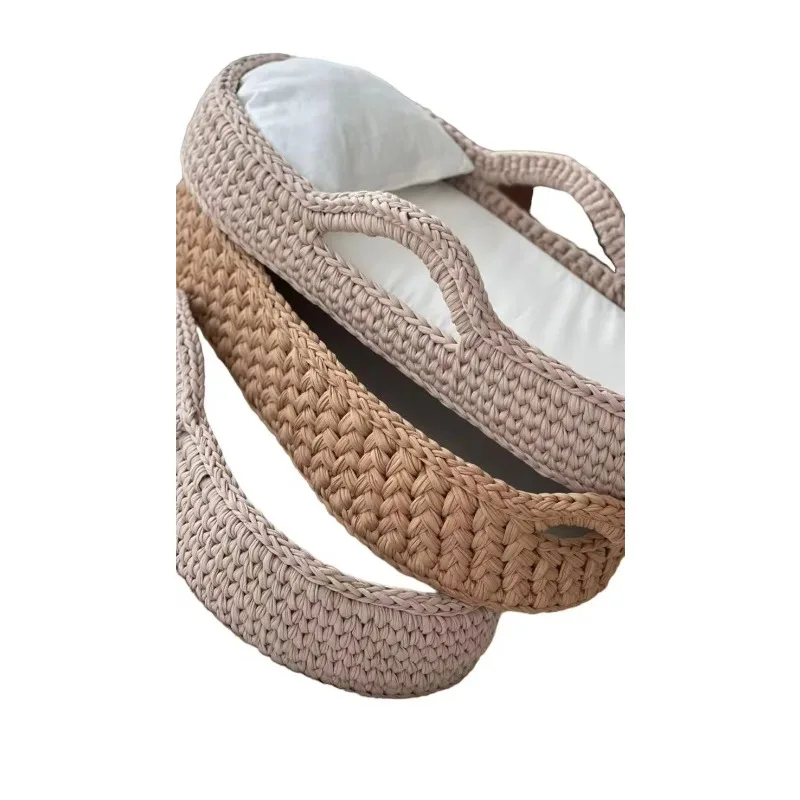 

Customized Modern Crochet Moses Basket Foldable Fabric Woven Rope for Baby Sleeping Comfortable Kid's Furniture
