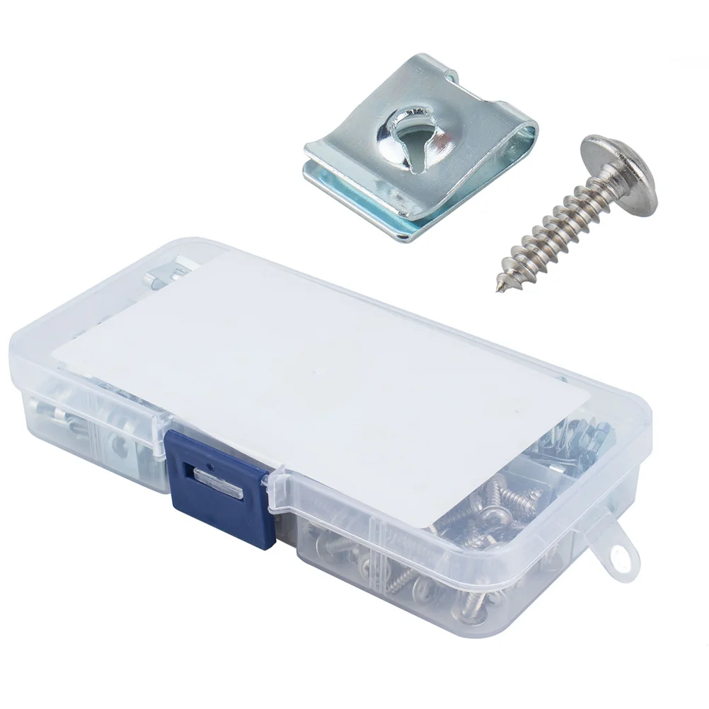 

160pcs U Nut Fasteners Manganese Steel Self Tapping Screw Spire U Clip For Panel Bumper Wire Cable Mounting Motorcycle