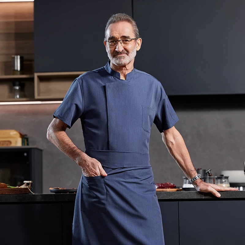 ملابس عمل طاه تقديم الطعام للرجال بأكمام قصيرة ملابس خدمة الطعام فندق مطعم مقصف الخبز المعجنات المطبخ كوك موحدة