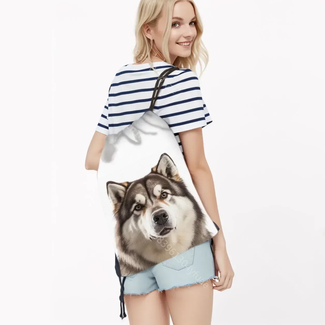 Borsa con coulisse con stampa cane pastore tedesco colorato fresco Alaskan Malamute donna uomo zaino Husky Storage Bag porta scarpe per ragazzi