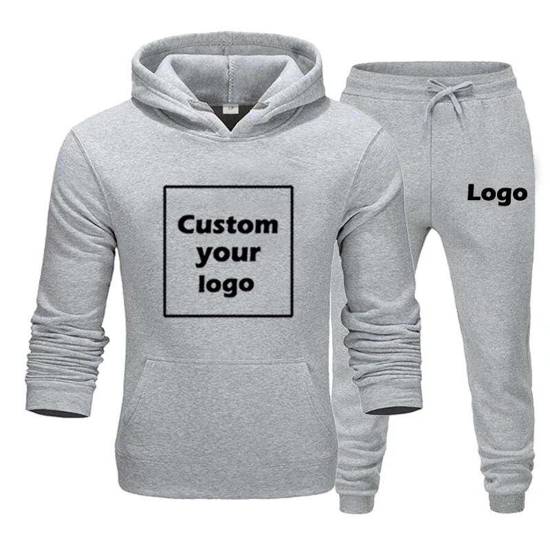 Autumn Customize Harajuku Hooded Black High Street Gothic Couple Lover Suits High Waist Solid Oversized Women Men Print Pants
