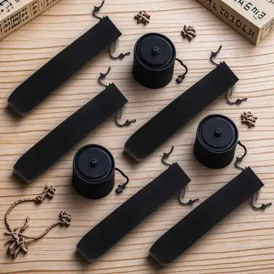 5Pcs Black Flannelette Pen Pouch Drawstring Single Pen Sleeve Pencil Bag Gift Packaging for Ballpoint Pens Students