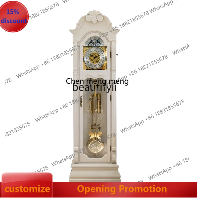 ss7486 Helmler French floor living room European-style villa retro desk clock vertical clock white pendulum clock