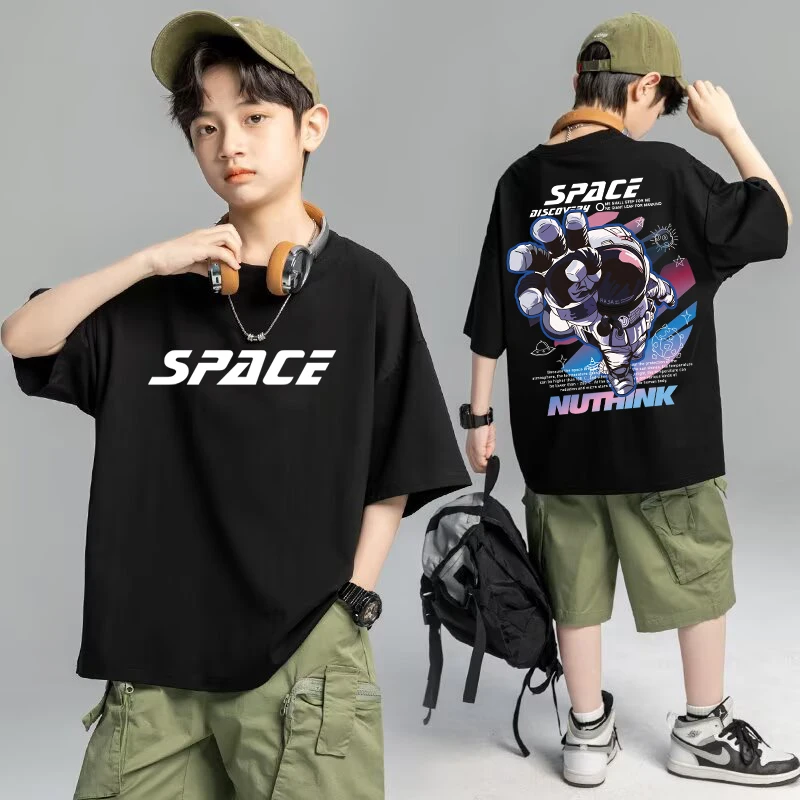 Summer Boy Cartoon T-shirt Children's Casual Pure Cotton Short Sleeved Shirt High Quality Loose Fit Sportswear Kids Clothing New