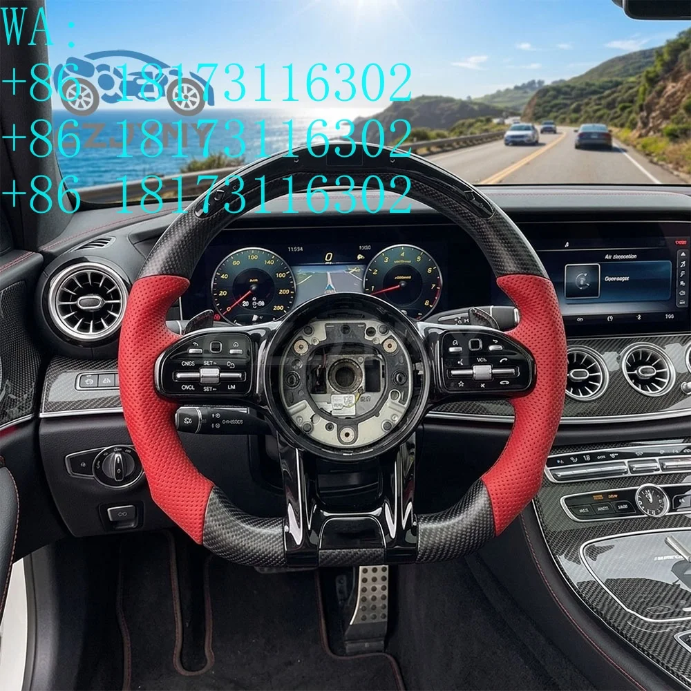 Factory Discounts   Carbon Fiber Steering Wheel for  C-Class  W204 W205 W213 C180 C260 C300 C300L LED Leather Perforated Leath