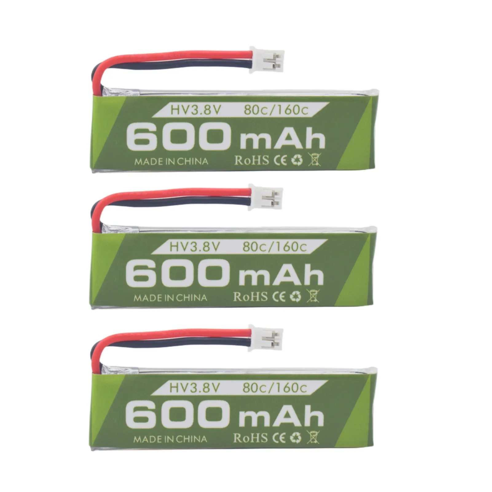 3ชิ้น1S 3.8V 80C 600mAh LiPo แบตเตอรี่ JST-PH 2.0หัวเชื่อมปลั๊กสำหรับรถสำหรับแข่ง FPV ขนาดเล็ก cineahoop tinyhawk แบตเตอรี่โดรนอาร์ซี