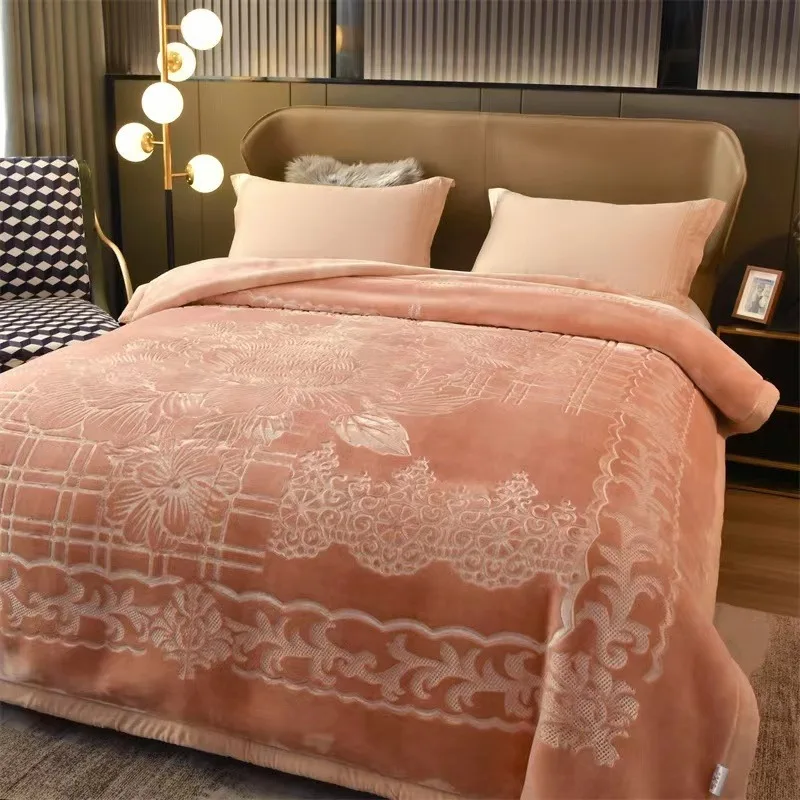 

Плед из 100% полиэстера, двусторонний, велюровый, рашель, утолщенный, двухслойный, с вязаным тиснением, для зимы