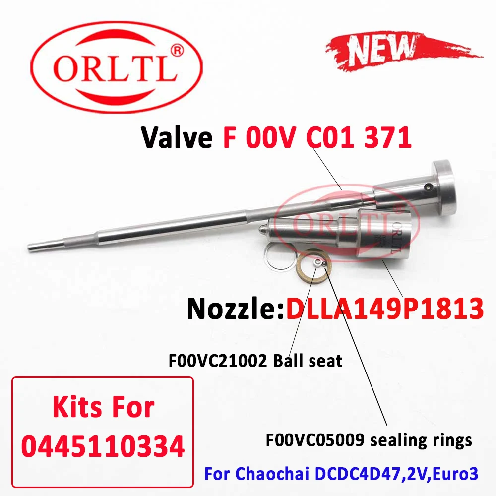 0 445 110 334 ORLTL Diesel Injector Kits 0445110334 Nozzle DLLA149P1813 0 433 172 106 Valve F00VC01371 For Chaochai DCDC4D47