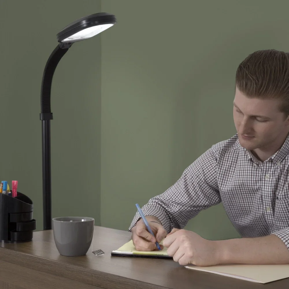 Natural Light Floor Lamp with Gooseneck Arm Energy Saving Adjustable Height Multi-Directional Indoor Lighting Office Home