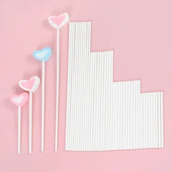 Sticks de papel branco com núcleo sólido, acessório de 8/10/15/20cm para baking, chocolate, doces, bolo, faça você mesmo, 100pcs