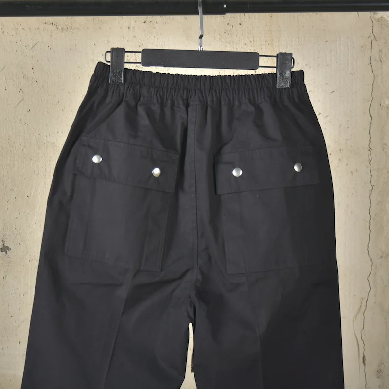 High Street Dark RO Cropped Pants Men's Hard Cotton Woven Straight Leg Pants Fashionable Zipper Streetwear Fashion Pants