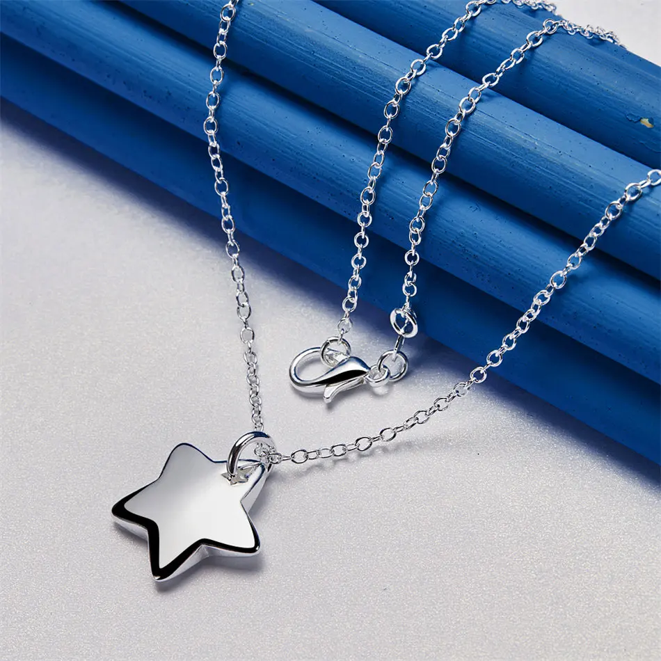 925 sterling silver 16-30 inch sparkling star pendant necklace for women's fashion wedding jewelry accessories